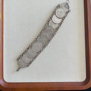 Colombian Peso Bracelet Vintage Sterling Silver